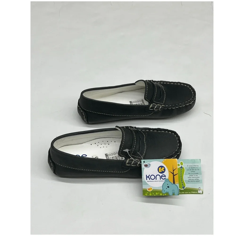 NWT Kone Size 24 EU (US 6.5 Little Kid) Penny Loafer in Black Leather